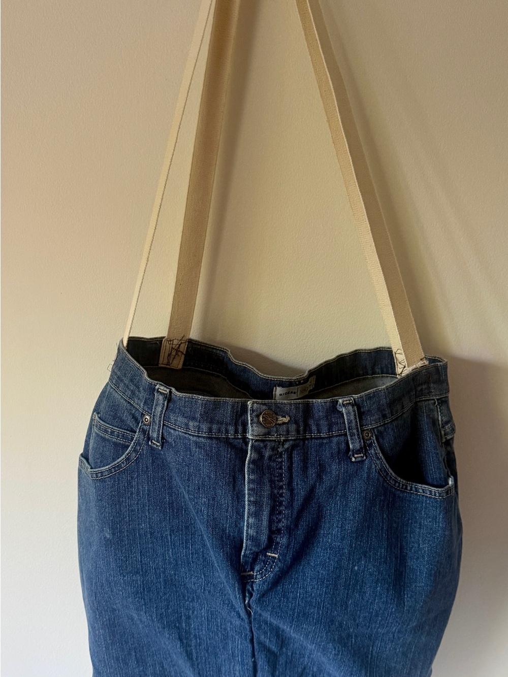 Canvas Strap Denim Tote Bag in Blue